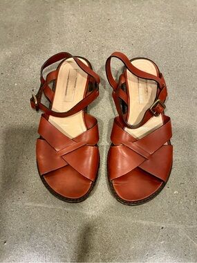 Michael Kors Women’s Rust Leather Crisscross Slingback Sandals